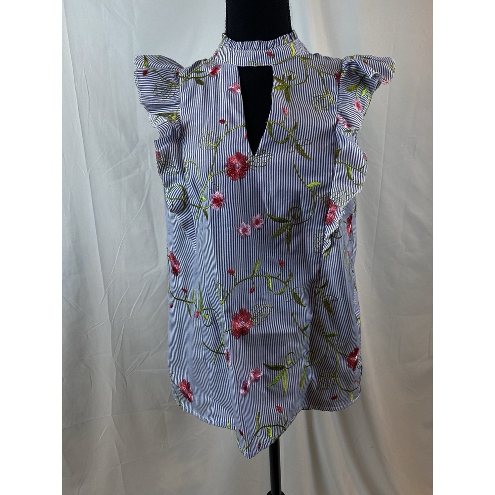 BCBGeneration Stripped Embroidered Boho Top Women's Size Small
